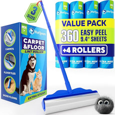 PetLovers Large Lint Roller with 3 Refills – 360 Total Sheets for Tackling Pet Hair, Extra Large Floor and Carpet Roller for Homes with Pets, Perfect for Floors, Furniture, and Loving Pet Owners