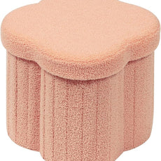 B FSOBEIIALEO Storage Ottoman Cube, Flowers Shaped Ottomans with Storage Foot Stool Footrest for Lving Room, Boucle Ottoman Seat for Dorm Room,Faux Teddy Fur, Orange 12.6