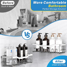 EUDELE 5-Pack Rustproof Stainless Steel Shower Caddy – No Drill Adhesive Bathroom Organizer with Large Capacity, Spacious Shower Shelves for Inside Shower, Kitchen & Home Decor Storage-XL Size