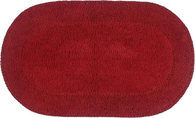 Home Weavers Double Ruffle Collection 100% Cotton Bathroom Rugs Set, Washable Rug, Extra Soft and Absorbent Bath Rug, Kitchen Mat, Bath Mat Set, Bath Floor Mat Non Slip, 21"x34" Rectangle, Red