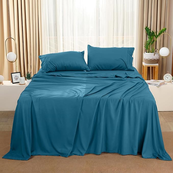Utopia Bedding Full Sheet Set – 4 Piece Bed Sheets for Full Size Bed, Soft and Breathable Microfiber, Includes 1 Fitted Sheet, 1 Flat Sheet and 2 Pillowcases (Denim Blue)