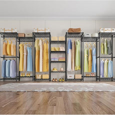 VIPEK V5 Medium Portable Closet Wardrobe Heavy Duty Clothes Rack, Freestanding Closet Metal Clothing Rack with 4 Hang Rods & 8 Shelves, Adjustable Custom Closet Rack, 56.7