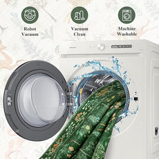 DUKINO 2x10 Rug for Hallway, Washable Kitchen Runner Rug with Non Slip Backing, Soft Low Pile Vintage Animal Runner for Bedroom, Kitchen, Hallway, Entryway, Laundry, Green