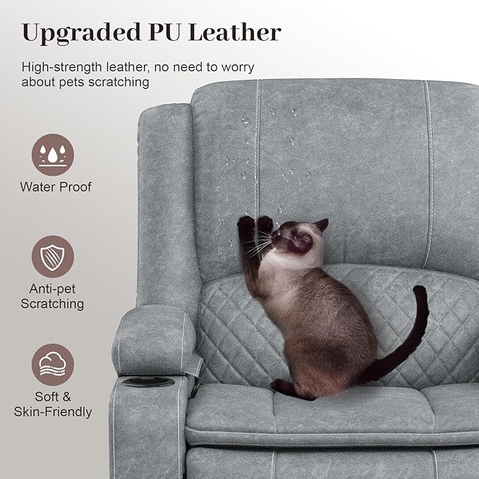 3 Seater Recliner Sofa Set with 2-Tier Cushion, 3+1+1 Pieces in Living Room, 3 Seater Reclining Couch Leather with Removable Console, 2 Oversize Recliner Chair Sofa Seat