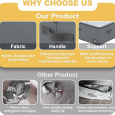 10-Inch Under Bed Storage Containers (3-Pack) | Sturdy Sidewalls | Clear Cover & Label Holder | Foldable Closet Organizer | Stores Clothing/Blankets/Wrapping Paper/Toys