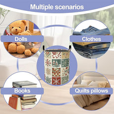 Christmas Laundry Basket-Large Foldable Hamper Holder Portable Tall Collapsible Laundry Hamper Storage Basket Bin with Handles, Canvas & Waterproof lining for Household Items