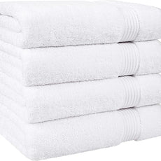 Cotton Paradise 4 Piece Turkish Bath Towels for Bathroom, Extra Large Soft Plush Towels Bathroom Set, White