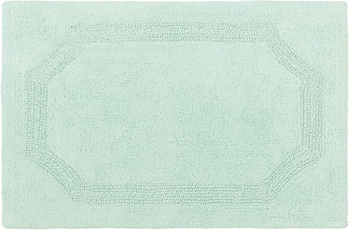 Laura Ashley - Reversible Cotton Bath Mat, Premium Bathroom Décor, Machine Washable Bathroom Rug, Highly Absorbent, 21"x34", Aqua