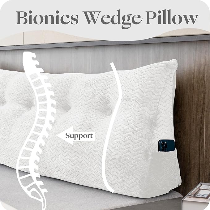 Large Bolster Triangular Headboard Wedge Backrest Positioning Support Bed Rest Reading Pillows Headboard Wedge Pillows for Day Bed with Removable Cover