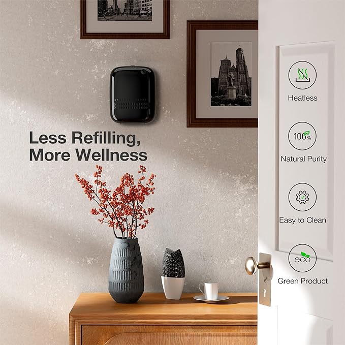 Smart Waterless Essential Oil Diffuser (400 mL Capacity) Starter Kit with 200mL Hotel Scent Fragrance Oils, Up to 2000 sq ft App Control Scent Air Machine with 12V1A Power Adapter, ANW Kit Black