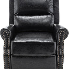 Faux Leather Recliner Chair, Modern Pushback Armchair with Adjustable Backrest & Footrest for Bedroom, Living Room (Black, Set of 2)