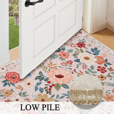 DUKINO 2x5 Runner Rug for Hallway, Washable Kitchen Floral Runner Rug with Non Slip Backing, Low Pile Soft Boho Carpet for Kitchen, Hallway, Entryway, Laundry, Bedroom, Beige