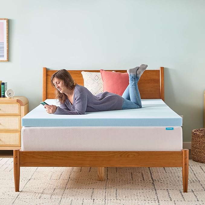 Linenspa 3 Inch Gel Swirl Memory Foam Mattress Topper – Cooling Gel Infused – Pressure Relieving Bed Topper - Mattress Pad – CertiPUR Certified - Full Size