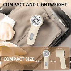 Fabric Shaver, Electric Lint Remover, Rechargeable Lint Shaver, Household Essentials for Clothes, Upholstery, Furniture, Sweater Defuzzer to Remove Pilling, Battery Operated, Beige