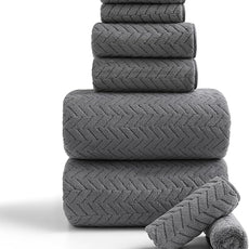 Ferdilan 8 Pack Gray Bath Towel Set, 2 Extra Large Bath Towel Sheets, 2 Hand Towels and 4 Washcloths Ultra Soft and Absorbent Chair Towels for Bathroom, Quick Dry Towel for Home Hotel