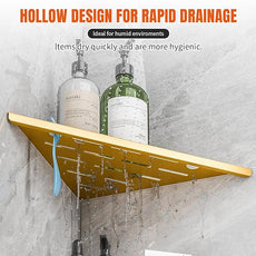 Shower Corner Shelf with Razor Hole,Modern Style Shower Caddy, Sturdy 304 Stainless Steel Shower Organizer,No Drilling Bathroom Corner Shelf for Tile Wall Gold 2 Pack-10