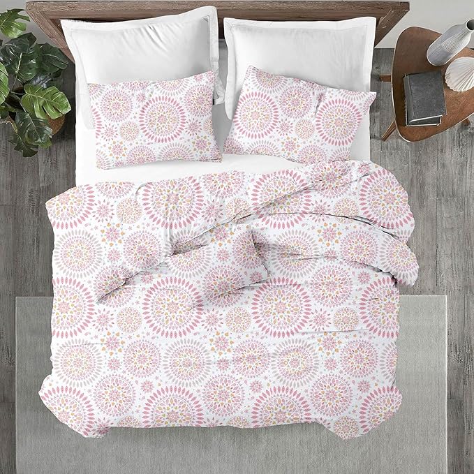 Kotton Culture 3 Pc King Size Duvet Cover Set- 100% Egyptian Cotton Sateen 600 Thread Count Ultra Soft Premium Durable Comforter Cover Zipper Closure & Corner Ties (Mandala, King 102"x94")