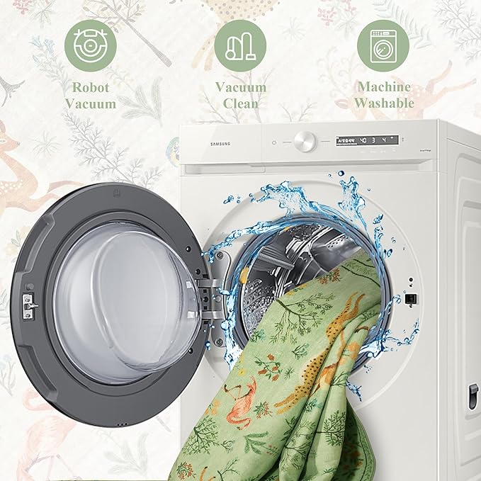 DUKINO 8x10 Rug, Washable Animal Living Room Rug with Non Slip Vintage Design, Soft Low Pile Large Carpet for Bedroom, Nursery, Dining Room, Farmhouse, Playroom, Light Green