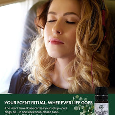 Essence Pearl Travel Case - Wearable Aromatherapy Kit with Nasal Diffuser Rings, Soaking Bay, and 5mL Essential Oil – Portable Wellness Gift Set for On?The?Go Self Care