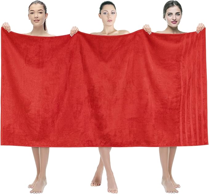 American Soft Linen 35x70 Jumbo Large Bath Towels, 600 GSM 100% Cotton Turkish Bath Sheet, Oversized Luxury Bath Towels for Bathroom Beach and Pool, Red
