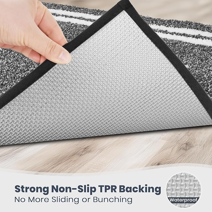 PURRUGS Bathroom Rug Non-Slip Machine Washable 30" x 60", Super Absorbent and Quick Dry Shaggy Microfiber Bath Mat, Extra Soft and Plush Bath Rug for Bathtub, Shower and Sink, Charcoal