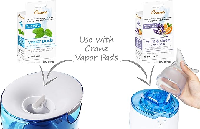 Crane EE-5202 Inhaler & Warm Mist Humidifier, 0.5 Gallon, Blue & White