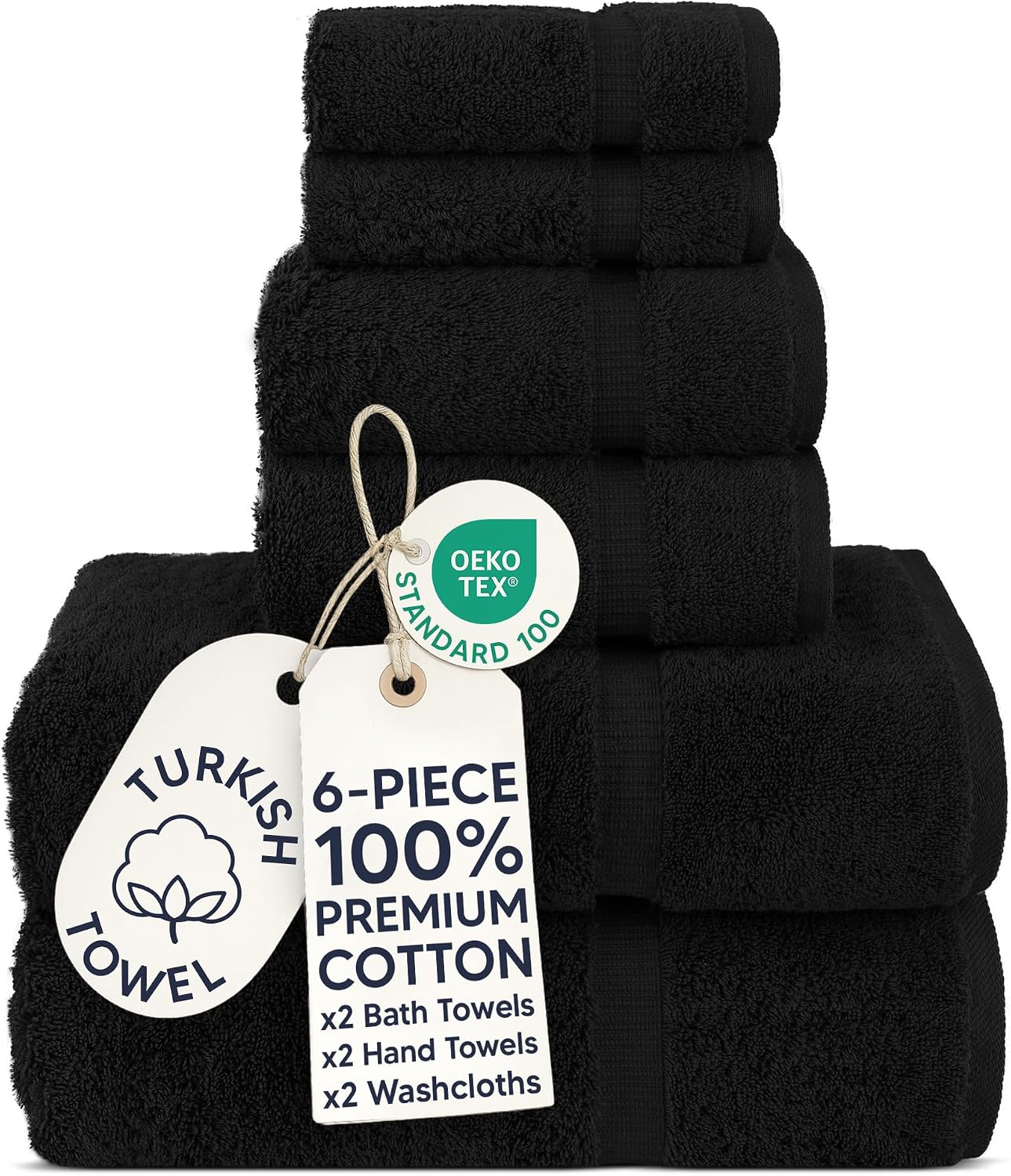 Chakir Turkish Linens 4 Piece Bath Towel Set, 100% Cotton Luxury Turkish Towels for Bathroom, Soft Absorbent Bath Towels, 27 x 54 Inches, Gray