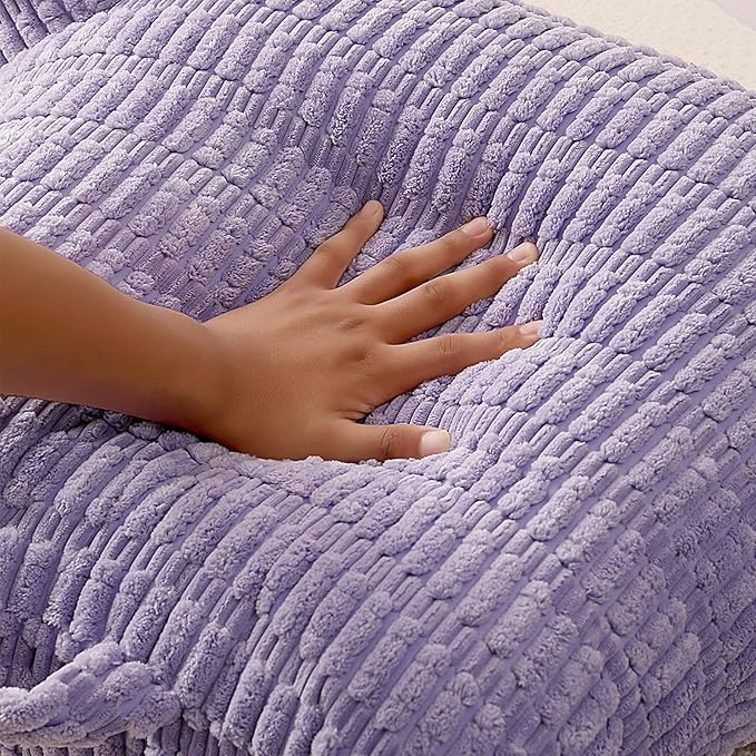 Reading Pillow for Sitting in Bed, Large Backrest Reading Pillow with Arm Rest,Back-Rest Support Cushion for Sit Up on Couch, Sofa, and Floor (Light Purple Corduroy, Standard(17"))