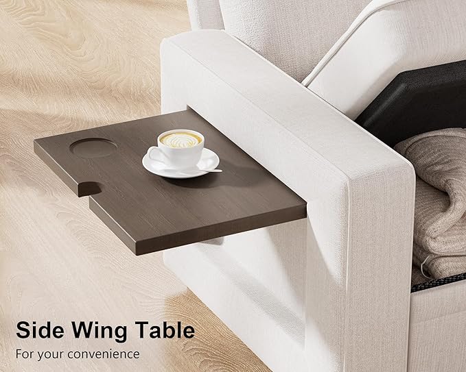 WEUP 8 Seat U Shaped Sectional Sleeper Sofa Bed with Pull Out Bed, Chenille Sectional Sleeper Couch with Adjustable Backrest, USB Ports, LED, Side Table, Tool-Free Assembly, Chenille Beige