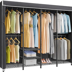 VIPEK V40C Covered Clothes Rack Heavy Duty Clothing Rack with Cover, Custom Freestanding Closet Portable Wardrobe Closet for Bedroom, Large Black Coset Rack with Black Oxford Fabric Cover