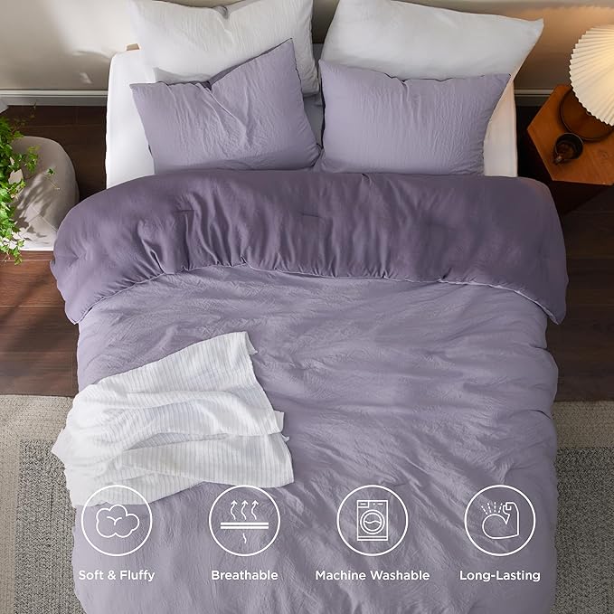 Bedsure Twin Size Comforter Set, Reversible Grey Soft Prewashed Bedding for All Seasons, 2 Pieces Warm Down Alternative Bed Set, 1 Lightweight Comforter (68"x88") and 1 Pillowcase