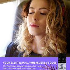 Essence Pearl Travel Case - Wearable Aromatherapy Kit with Nasal Diffuser Rings, Soaking Bay, and 5mL Essential Oil – Portable Wellness Gift Set for On?The?Go Self Care