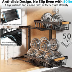 Under Sink Organizer Storage 2 Pack, 2 Tier Slide Out Height Adjustable Pull Out Cabinet Organizer Drawer for Kitchen Bathroom Large Under Sink Shelf Rack Caddy for Pantry, Black