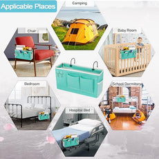 Loghot Bedside Caddy/Bedside Storage Bag Hanging Organizer for Bunk and Hospital Beds,Dorm Rooms Bed Rails,Can be Placed Glasses,Books,Mobile Phones,Keys (2pc Green)