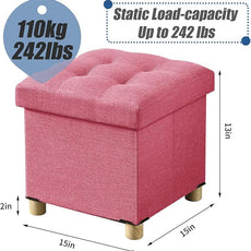 BRIAN & DANY 15 Inches Ottoman with Storage, Square Small Storage Ottoman Foot Rest with Legs, Ottomans Foot Stool for Dorm, Living Room, Entryway (Hot Pink)