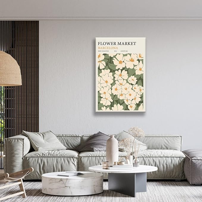 Zzuyi Flower Market poster Decor Green And White Fresh Art poster Canvas poster for Living Room, Bed Room, Office Home Decoration Gift- 20X30 In Unframed