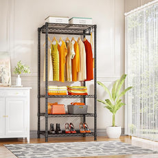 Ulif H4 Mini Portable Closet, 4 Tiers Freestanding Clothing Garment Rack for Small Space, Metal Clothes Wardrobe System for Bedroom, 23.6