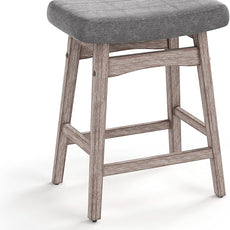 MAISON ARTS Counter Height Bar Stool for Kitchen Counter Solid Wood Legs with Fabric Saddle Seat Farmhouse Barstool for 34