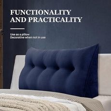 10 lbs Thickened Wedge Pillow Headboard Body Positioner Triangular Reading Pillow Bed Bolster Pillow for Sitting in Bedwith Removable Cover Gift for Mom Backrest Cordury Blue Full