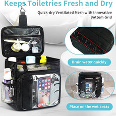 Dorm Room Essentials for Guys Girls Boys, Hanging Toiletry Bag，Waterproof Travel Shower Caddy Organizer with Clear Pockets, Mesh Compartments & Hook Portable Toiletry Bag for Gym, Camping, Cruise