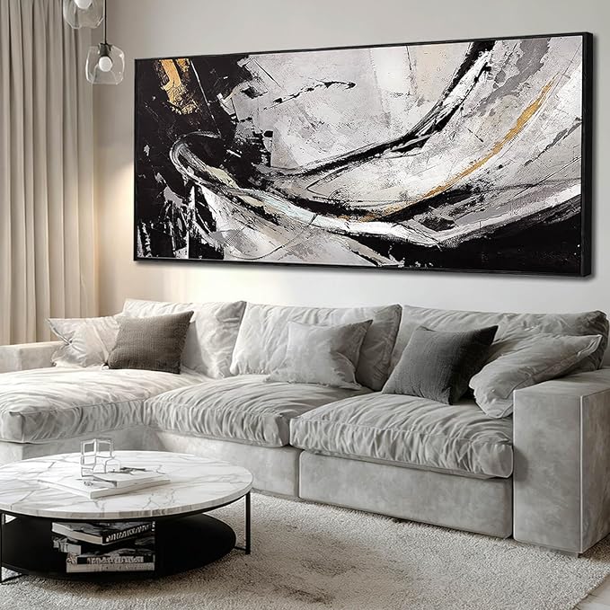 XIANSHOU Black and White Wood Wall Decor Abstract Photo Prints Contemporary Wall Art 32"x70" Large Pictures for Living Room Art for Office