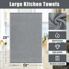 Homaxy Premium Kitchen Towels(18”x 28”, 6 Pack), Large Cotton Kitchen Hand Towels, Flat and Terry Dish Towels, 380 GSM Highly Absorbent Tea Towel Set with Hanging Loop, Navy Blue/Grey/Black