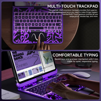 Transparent Keyboard Case for iPad 11” (10th & 11th Gen) – 360° Rotating, Backlit, Trackpad