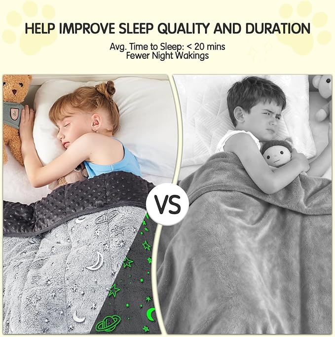 yescool Weighted Blanket 5 Pounds Weighted Lap Blanket, Glow in The Dark Star Heavy Blankets, Warm Minky Weighted Throw Blanket Gift for 40-60lbs, 36"x48"