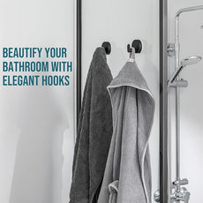 TAILI Stylish 304 Stainless Steel Bathroom Suction Hooks for Towel, Bathrobe, Loofah, No Damage Hanging Glass Shower Wall Hook, Patented Strong Suction Cup Holder, Hold Up to 11 Lbs, I-Cylinder Black
