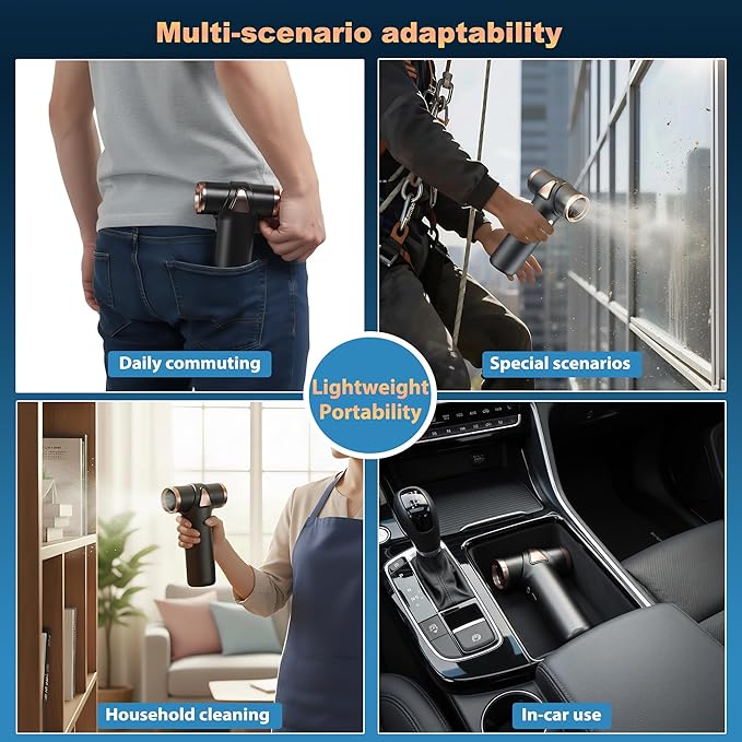 4-in-1 Mini Air Duster, Electric Dust Cleaner Pocket Size, Rechargeable Cordless Aluminum Dust Blower for Computer Keyboard Air Bed Car Emergency