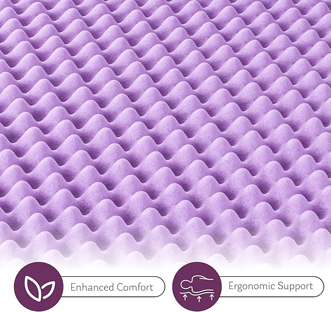 3 Inch Egg Crate Twin Memory Foam Mattress Topper, Cooling Gel Infused Foam Mattress Topper for Pressure Relief, CertiPUR-US Certified Twin Bed Topper, Purple, 38"×75"