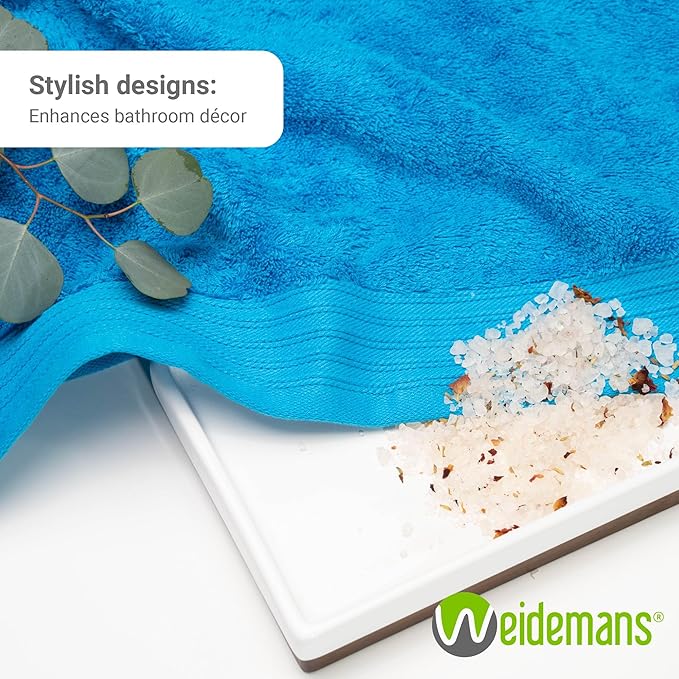 Premium 8 Pieces Towel Set Including 2 Bath Towels 30" x 56", 2 Hand Towels 18" x 30" and 4 Washcloths 13" x 13" - Color: Petrol | Pure Cotton |Machine Washable high Absorbency
