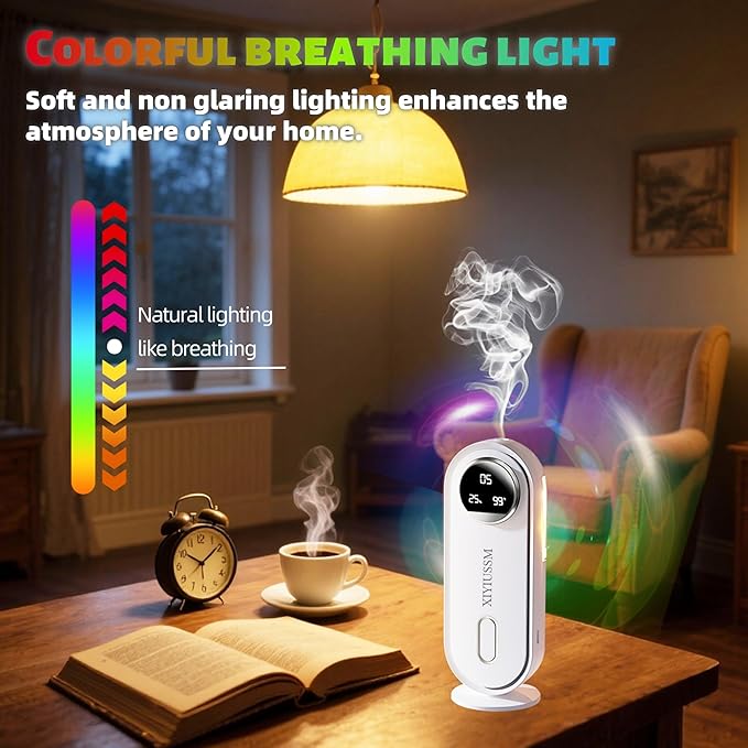 Waterless Essential Oil Diffuser for Home and Car Portable Aromatherapy Diffuser with 7 Mist Modes 1800mAh Rechargeable Battery Operated Scent Diffuser for Large Room Bedroom Office Bathroom