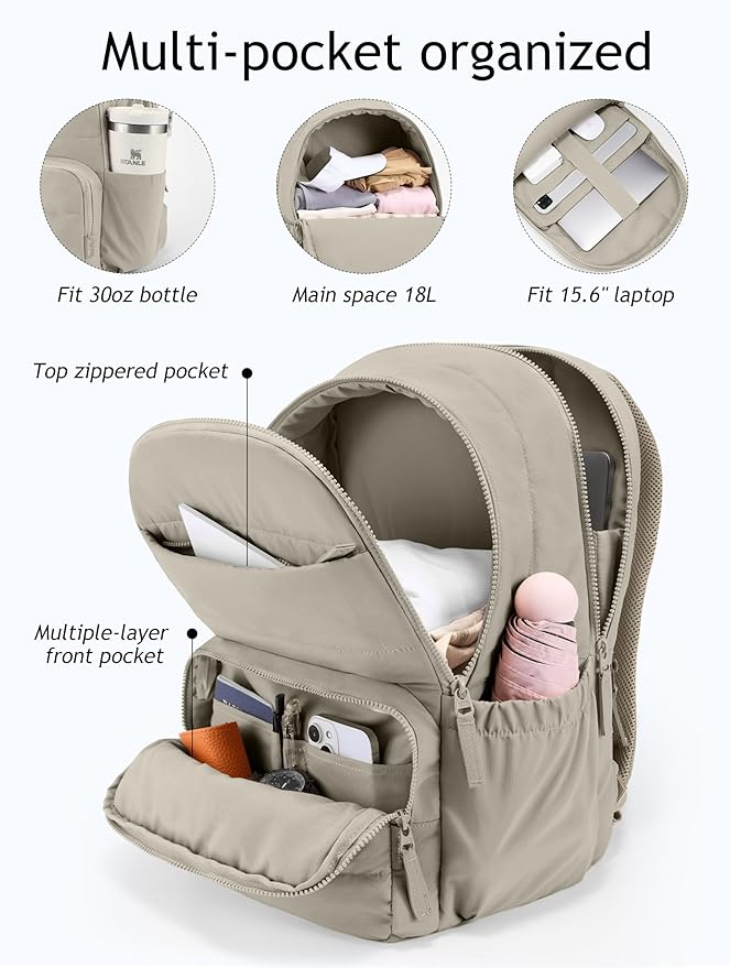 Travel Backpack for Women, 15.6 Inch College Laptop Backpack, Water Resistant Work Backpacks, Cute Quilted Bookbag